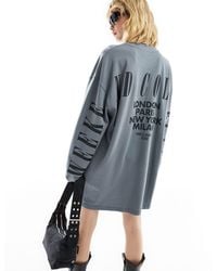 ASOS - Oversized Long Sleeve T-shirt Dress With Back Logo - Lyst