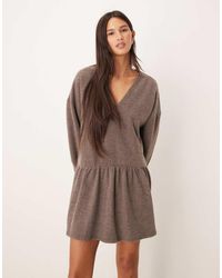 ASOS - Supersoft V Front Dropped Waist Mini Dress - Lyst