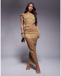 ASOS - Co-ord Metallic Plisse Twist Maxi Skirt - Lyst
