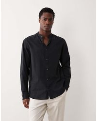 Jack & Jones - Grandad Collar Linen Blend Long Sleeve Shirt - Lyst