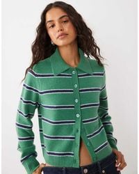 Abercrombie & Fitch - Cropped Knitted Collar Cardigan - Lyst