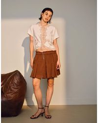 TOPSHOP - Minifalda Con Vuelo Y Godets De Algodón De -Blanco - Lyst