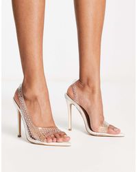 SIMMI - Simmi london – bridal – franca – verzierte, transparente high-heels aus satin - Lyst