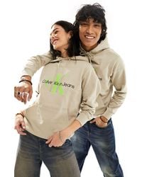 Calvin Klein - – seasonal – mehrfarbiger unisex-kapuzenpullover mit normalem schnitt und monogramm-logo - Lyst