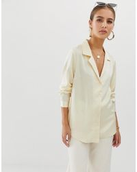 ASOS Legeres, langärmliges Satinhemd - Natur