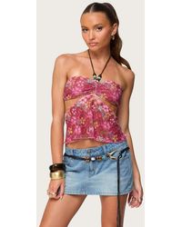 Edikted - Solana Floral Cut Out Halter Top - Lyst