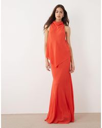 ASOS - Asos Design Tall Chiffon High Neck Double Layer Maxi Dress - Lyst