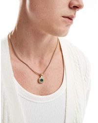 ASOS - Collana Con Ciondolo Con Cristallo Verde - Lyst