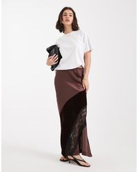ASOS - Velvet And Lace Mix Satin Maxi Skirt - Lyst