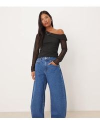 ASOS - Asos Design Petite High Waisted Barrel Leg Jeans - Lyst