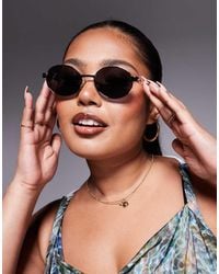 Quay - Quay Anyways Slim Round Metal Sunglasses - Lyst