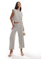 River Island - Stripe Knitted Wide Leg Trouser Co-Ord - Lyst