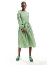 Daisy Street - Long Sleeve Midi Smock Dress - Lyst