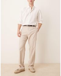 ASOS - Smart Straight Leg Linen Blend Trousers - Lyst
