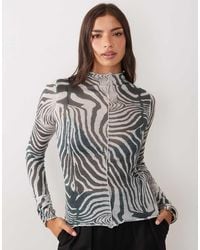 ASOS - Knit Look Long Sleeve Top With Seam Detail - Lyst