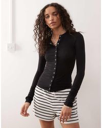 Weekday - Slim Fit Button Front Long Sleeve Top - Lyst