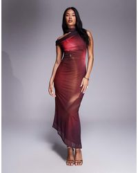 River Island - Asymmetric Highneck Mesh Midi Dress - Lyst