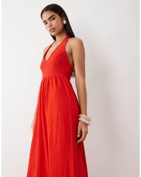 ASOS - Crochet Halter Neck Tie Midi Dress - Lyst