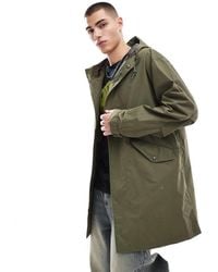 Pretty Green - Longline Parka With Logo Arm Patch - Lyst