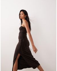 ASOS - Bandeau Ruched Side Midi Dress - Lyst