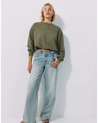 Stradivarius - Balloon-Hem Cropped Sweatshirt - Lyst