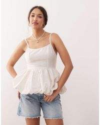 Miss Selfridge - Top Corsetero Beis A Rayas Con Diseño Abullonado De - Lyst
