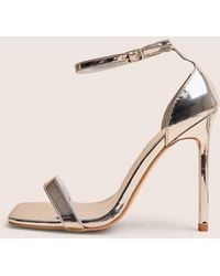 Public Desire - Chaos Silver Square Toe Strappy Barely There Stiletto Heel - Lyst