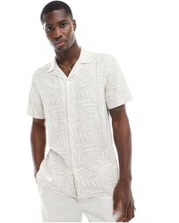 New Look - Short Sleeved Palm Linen Blend Shirt - Lyst