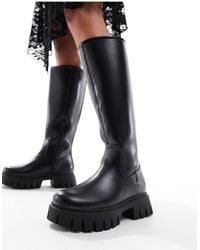 ASOS - Carter Chunky Flat Knee Boots - Lyst