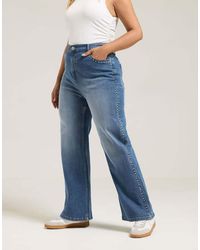 Yours Clothing - Studded Wide Leg Jeans - Lyst
