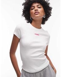 Tommy Hilfiger - Camiseta Blanco Hueso De Corte Slim Con Estampado De Texto De - Lyst