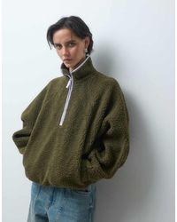 ASOS - Borg Half Zip With Contrast Binding - Lyst