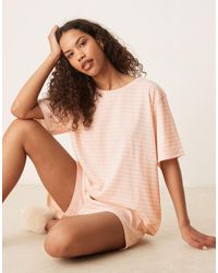 ASOS - – mix & match – pyjama-t-shirt mit rosa streifen - Lyst
