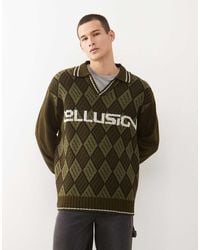 Collusion - Knitted Argyle Boxy Sweater Jumper - Lyst