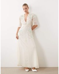 Hope & Ivy - Bridal V Neck Embellished Maxi Dress - Lyst