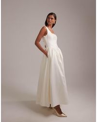 ASOS - Square Neck Structured Full Skirt Midi Wedding Dress - Lyst