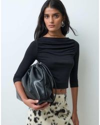Miss Selfridge - Slash Neck Top With Ruching - Lyst
