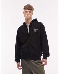 Carhartt - Hoodie Met Rits En Monogramprint Op De Achterkant - Lyst