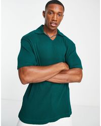 ASOS - Relaxed Rib Polo With Revere Collar With Piping Detail - Lyst