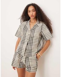 Brave Soul - Ruimvallend Overhemd Met Korte Mouwen En Ruitprint, Deel Van Co-Ord Set - Lyst