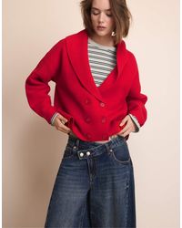 Stradivarius - Double-breasted Knit Cardigan With Lapels - Lyst
