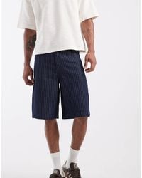 ASOS - Lightweight Loose Striped Denim Jorts - Lyst