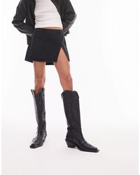 TOPSHOP - Mini-jupe ultra courte en jean - noir - Lyst