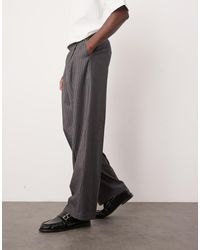 ASOS - Nette Broek Met Wijde Pijpen En Metallic Krijtstreep - Lyst