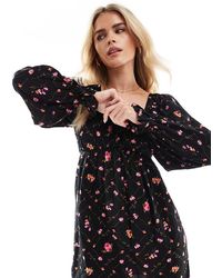 Miss Selfridge - Nette Mini Jurk Met Lange Mouwen En Fijne Bloemenprint - Lyst