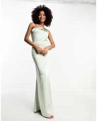 Pretty Lavish - Bridesmaid One-shoulder Satin Maxi Dress - Lyst