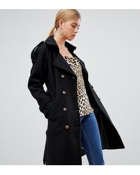 Boohoo Черный Тренч Из Ткани Под Шерсть С Поясом