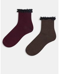 ASOS - 2 Pack Frill Top Ankle Socks - Lyst