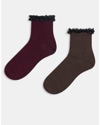 ASOS - 2 Pack Frill Top Ankle Socks - Lyst