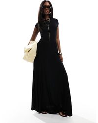 ASOS - Shirred Bodice Short Sleeve Maxi Dress - Lyst